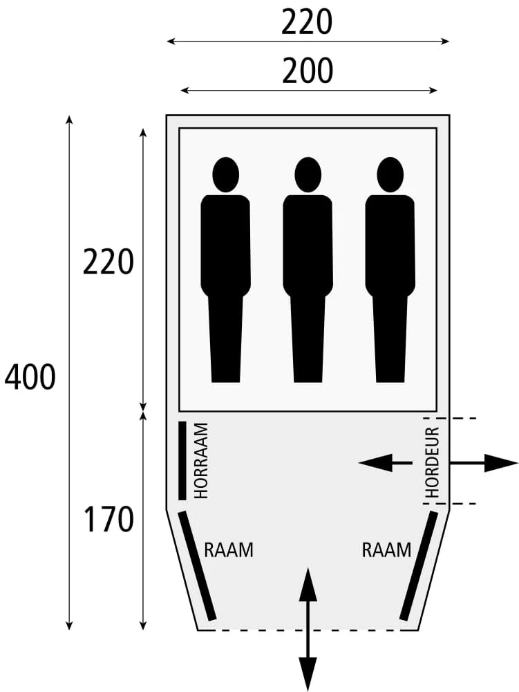 Safarica Blackhawk 220 - 3 Persoons Tent Grijs 4 Safarica Blackhawk 220 - 3 Persoons Tent Grijs - Afbeelding 2