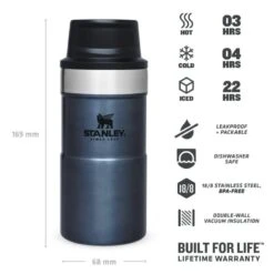 Stanley The Trigger-Action Travel Mug 0,25L Blauw -Outdoor Camping Winkel 82046 stanley the trigger action travel mug 025l