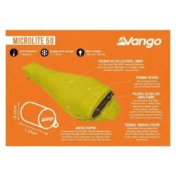Vango Microlite 50 Mummy Slaapzak Synthetisch Geel -Outdoor Camping Winkel 97004 vango microlite 50 mummy slaapzak