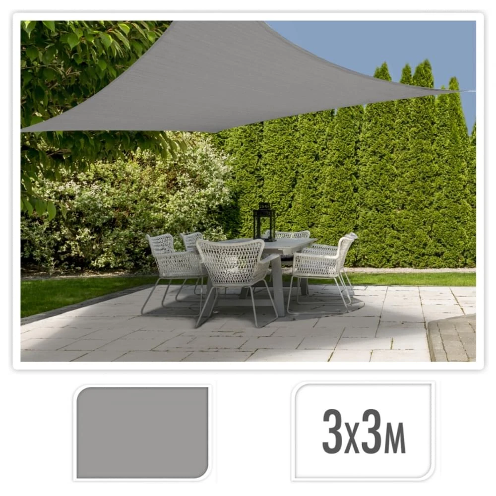 ML Schaduwdoek Vierkant 3 X 3 M Grijs 3 ML Schaduwdoek Vierkant 3 X 3 M Grijs